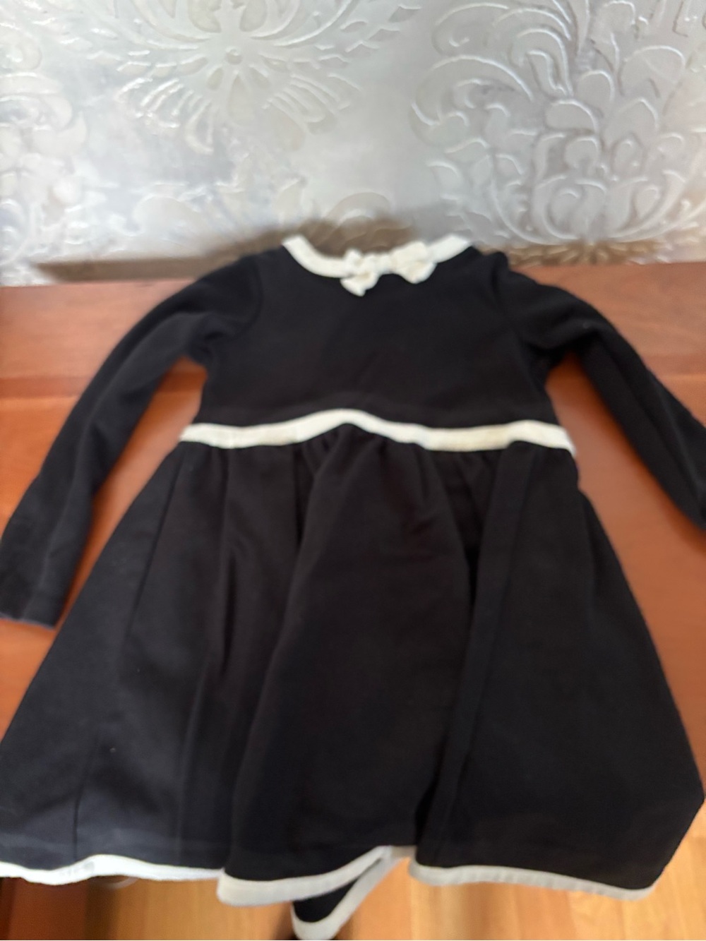 Janie and Jack Black Dress with Cream Trim Bow
